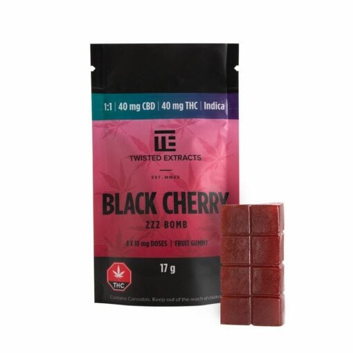 Black Cherry Zzz 1:1 Indica Jelly Bomb (40mg THC:40mg CBD)