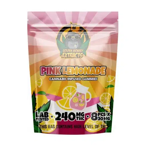 Golden-Monkey-Extracts-Pink-Lemonade-Cannabis-Infused-Gummies-240mg-thc